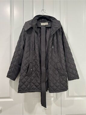 Sebby Collection Quilted Black Hooded Jacket